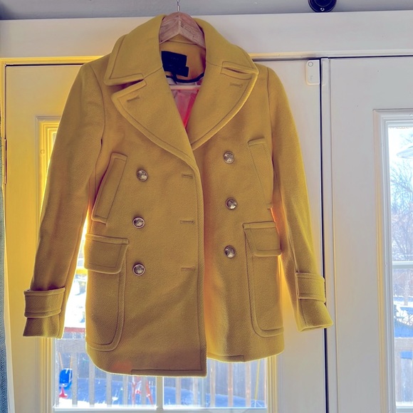 J. Crew Yellow stadium cloth peacoat.